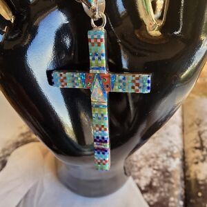 Inlay Southwestern Pendant Made In New Mexico (Signed)